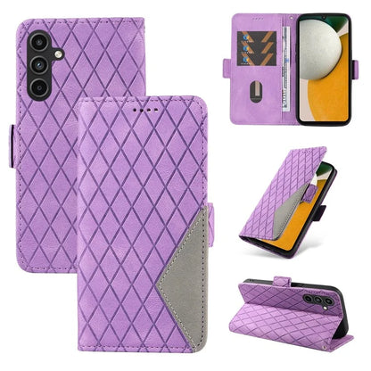 For Samsung Galaxy A15 5G Protective Case Rhombus Imprinted Leather Flip Phone Cover