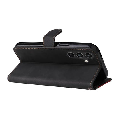 For Samsung Galaxy A15 5G Case Three-color Splicing Wallet Stand Phone Cover with Strap