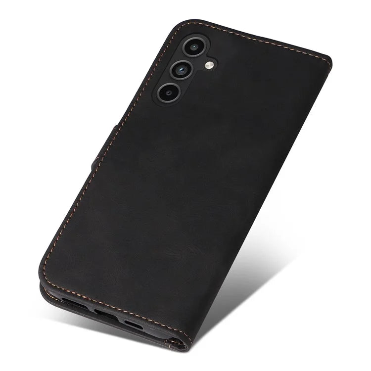 For Samsung Galaxy A15 5G Case Three-color Splicing Wallet Stand Phone Cover with Strap