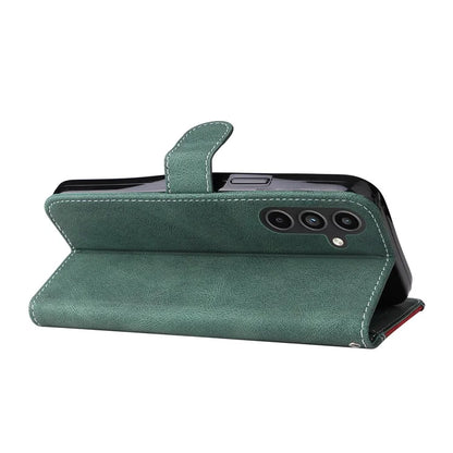 For Samsung Galaxy A15 5G Case Three-color Splicing Wallet Stand Phone Cover with Strap