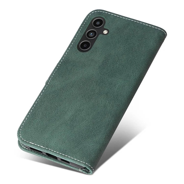 For Samsung Galaxy A15 5G Case Three-color Splicing Wallet Stand Phone Cover with Strap