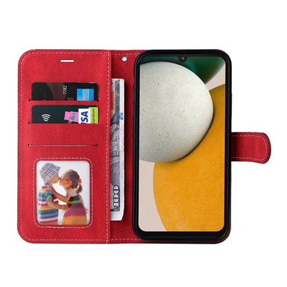 For Samsung Galaxy A15 5G Case Three-color Splicing Wallet Stand Phone Cover with Strap