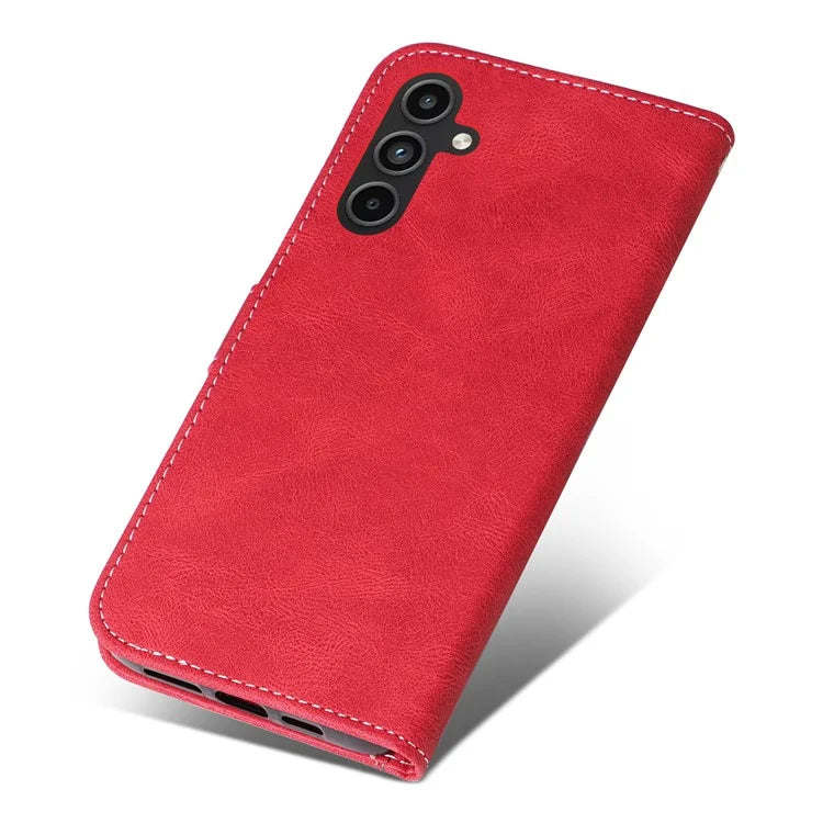 For Samsung Galaxy A15 5G Case Three-color Splicing Wallet Stand Phone Cover with Strap