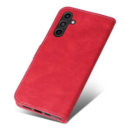 For Samsung Galaxy A15 5G Case Three-color Splicing Wallet Stand Phone Cover with Strap