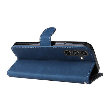 For Samsung Galaxy A15 5G Case Three-color Splicing Wallet Stand Phone Cover with Strap