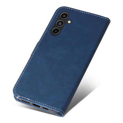 For Samsung Galaxy A15 5G Case Three-color Splicing Wallet Stand Phone Cover with Strap