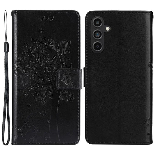 KT Imprinting Flower Series-3 for Samsung Galaxy A15 5G Case Imprinted Cat Tree Wallet Phone Cover