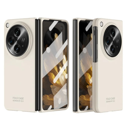 For OnePlus Open Case PC Folding Phone Cover with Tempered Glass Film