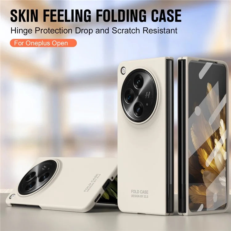 For OnePlus Open Case PC Folding Phone Cover with Tempered Glass Film