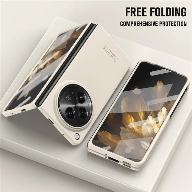 For OnePlus Open Case PC Folding Phone Cover with Tempered Glass Film