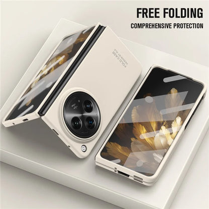 For OnePlus Open Case PC Folding Phone Cover with Tempered Glass Film