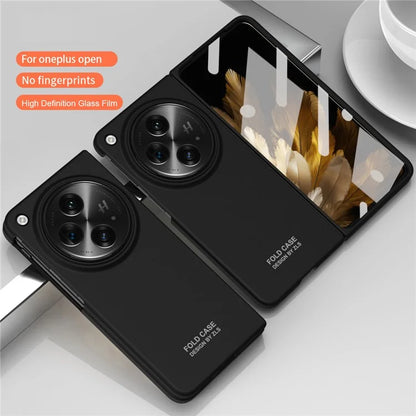 For OnePlus Open Case PC Folding Phone Cover with Tempered Glass Film