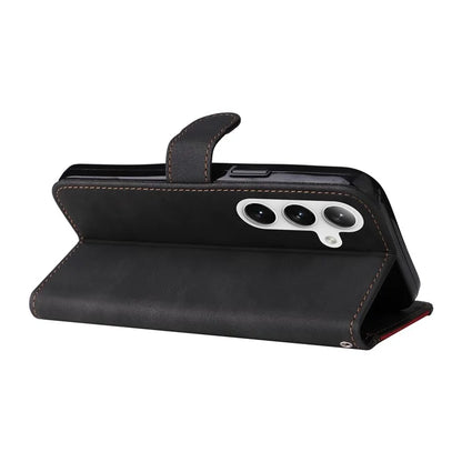 For Samsung Galaxy S24+ Case Three-color Splicing Wallet Phone Cover with Strap
