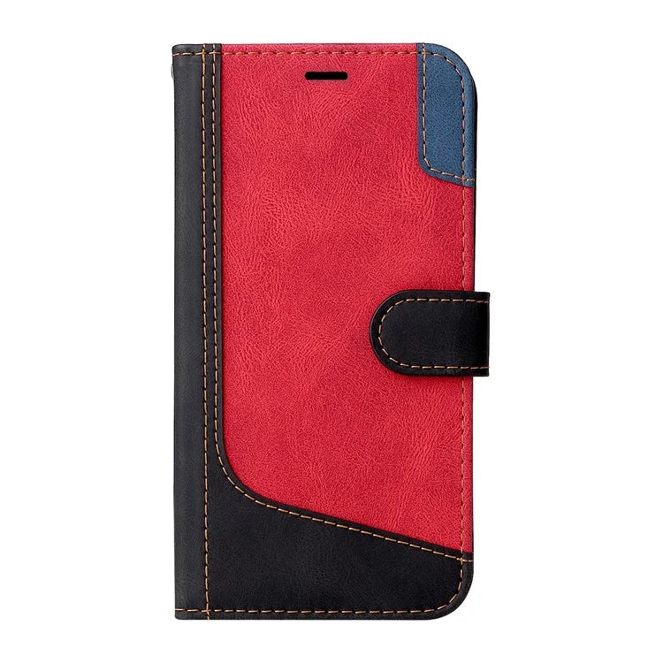 For Samsung Galaxy S24+ Case Three-color Splicing Wallet Phone Cover with Strap