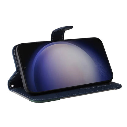 For Samsung Galaxy S24+ Case Three-color Splicing Wallet Phone Cover with Strap