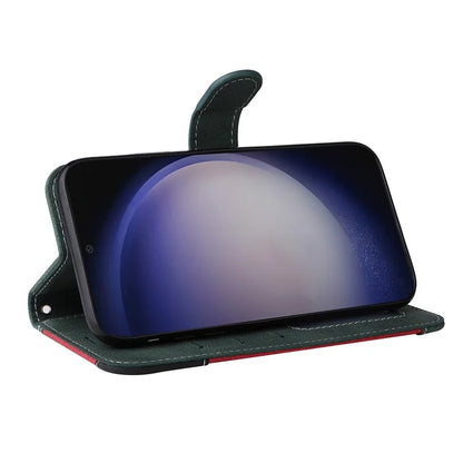 For Samsung Galaxy S24+ Case Three-color Splicing Wallet Phone Cover with Strap