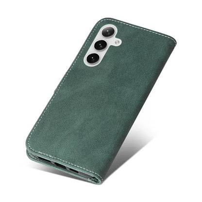 For Samsung Galaxy S24+ Case Three-color Splicing Wallet Phone Cover with Strap