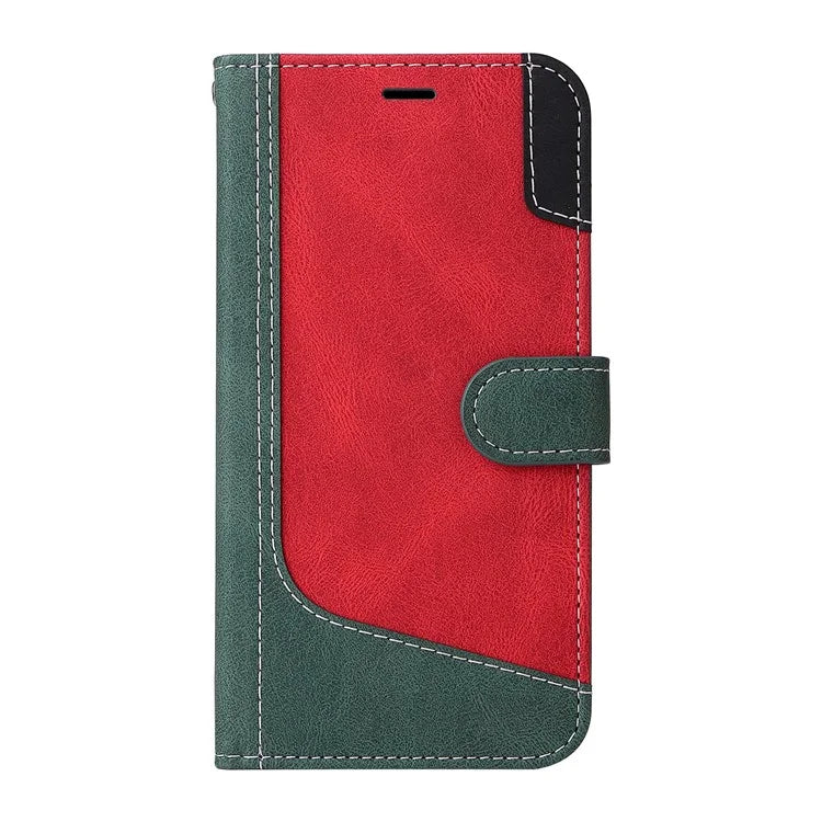For Samsung Galaxy S24+ Case Three-color Splicing Wallet Phone Cover with Strap
