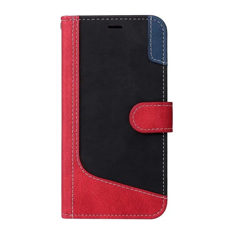For Samsung Galaxy S24+ Case Three-color Splicing Wallet Phone Cover with Strap