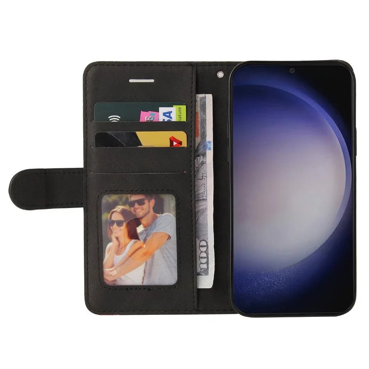 KT Leather Series-1 For Samsung Galaxy S24+ Phone Case Dual Color Spilicing Wallet Cover