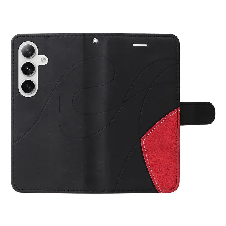 KT Leather Series-1 For Samsung Galaxy S24+ Phone Case Dual Color Spilicing Wallet Cover