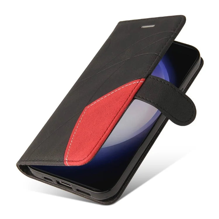 KT Leather Series-1 For Samsung Galaxy S24+ Phone Case Dual Color Spilicing Wallet Cover