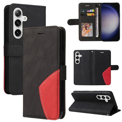 KT Leather Series-1 For Samsung Galaxy S24+ Phone Case Dual Color Spilicing Wallet Cover