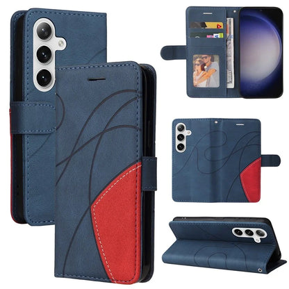 KT Leather Series-1 For Samsung Galaxy S24+ Phone Case Dual Color Spilicing Wallet Cover