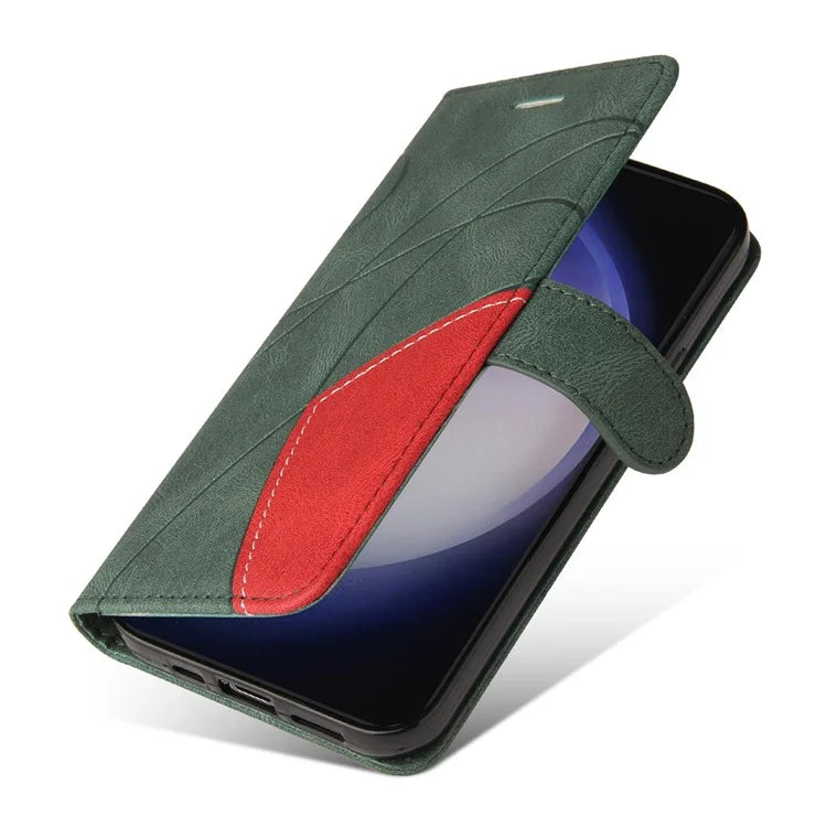 KT Leather Series-1 For Samsung Galaxy S24+ Phone Case Dual Color Spilicing Wallet Cover