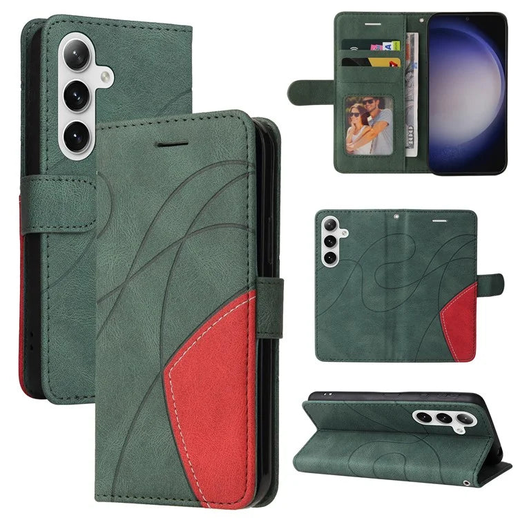KT Leather Series-1 For Samsung Galaxy S24+ Phone Case Dual Color Spilicing Wallet Cover