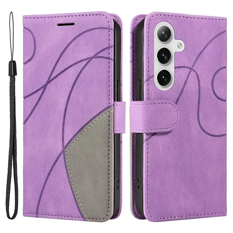 KT Leather Series-1 For Samsung Galaxy S24+ Phone Case Dual Color Spilicing Wallet Cover