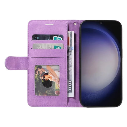 KT Leather Series-1 For Samsung Galaxy S24+ Phone Case Dual Color Spilicing Wallet Cover