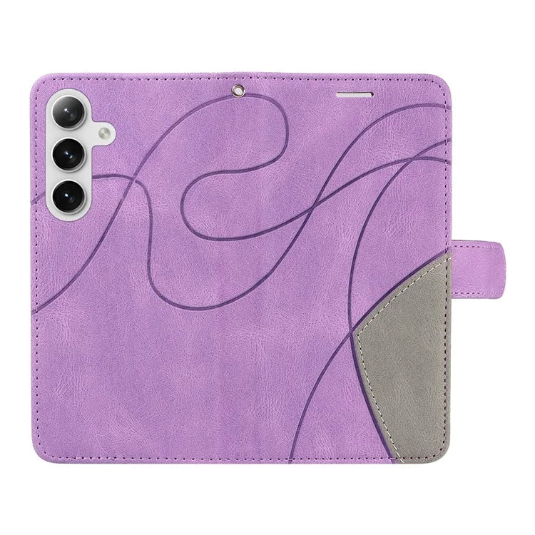 KT Leather Series-1 For Samsung Galaxy S24+ Phone Case Dual Color Spilicing Wallet Cover