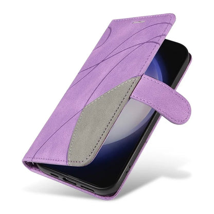 KT Leather Series-1 For Samsung Galaxy S24+ Phone Case Dual Color Spilicing Wallet Cover