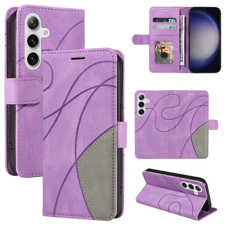 KT Leather Series-1 For Samsung Galaxy S24+ Phone Case Dual Color Spilicing Wallet Cover