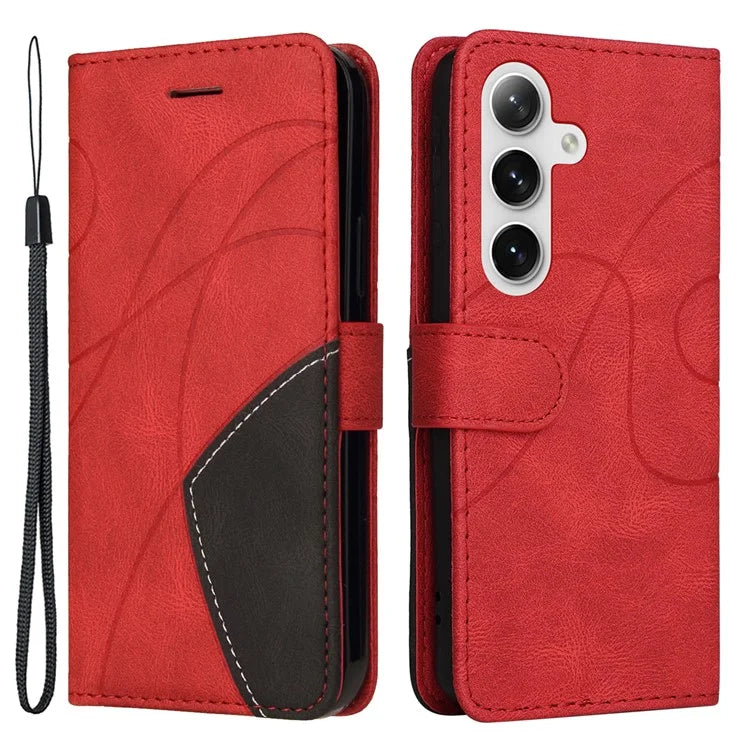 KT Leather Series-1 For Samsung Galaxy S24+ Phone Case Dual Color Spilicing Wallet Cover