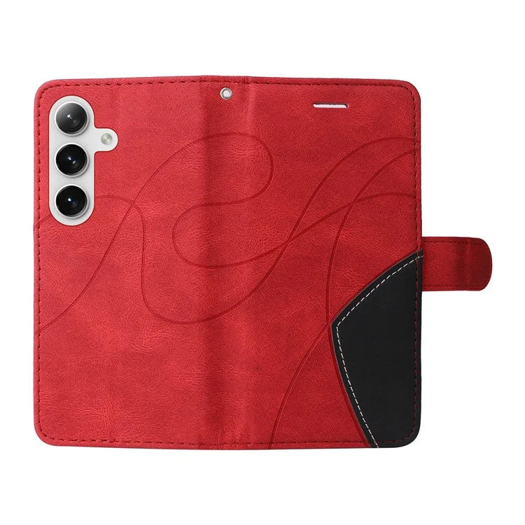 KT Leather Series-1 For Samsung Galaxy S24+ Phone Case Dual Color Spilicing Wallet Cover