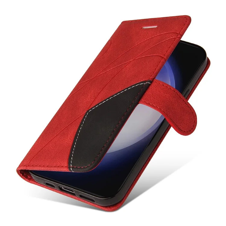 KT Leather Series-1 For Samsung Galaxy S24+ Phone Case Dual Color Spilicing Wallet Cover