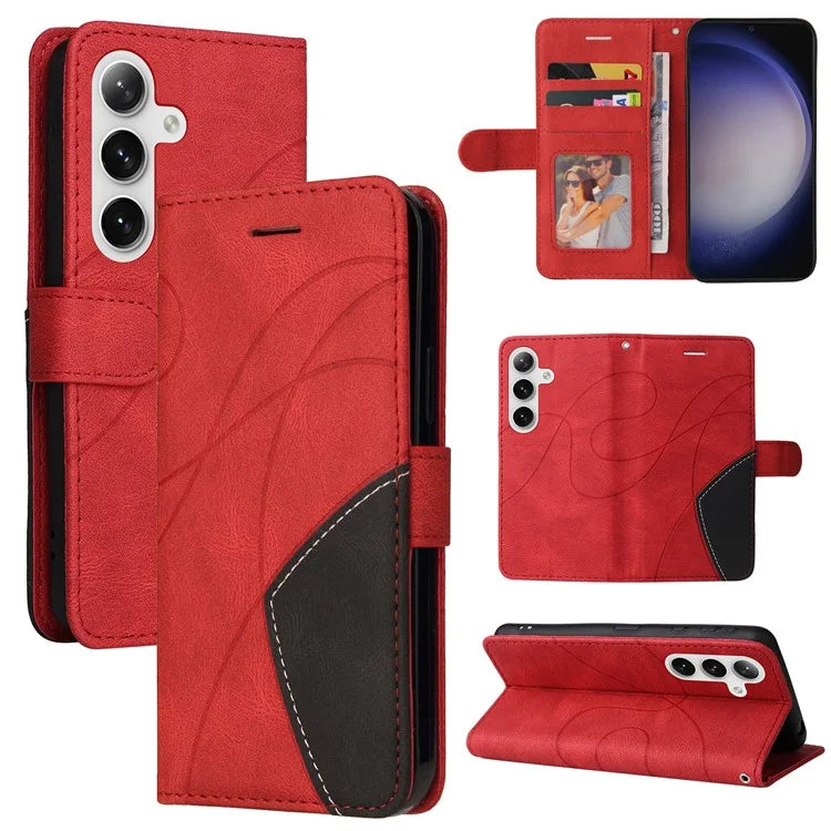 KT Leather Series-1 For Samsung Galaxy S24+ Phone Case Dual Color Spilicing Wallet Cover