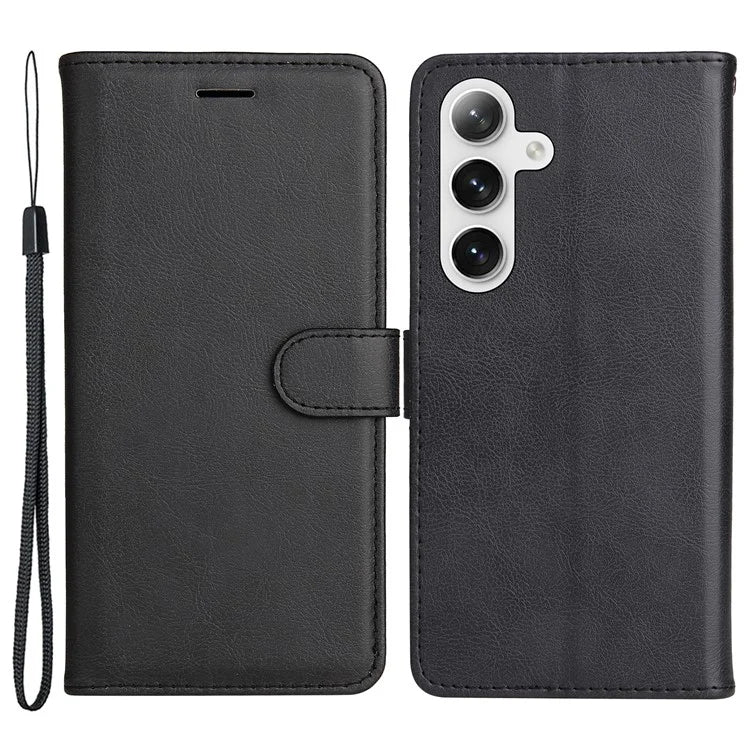 KT Leather Series-2 For Samsung Galaxy S24 Case Flip Solid Color Leather Phone Cover