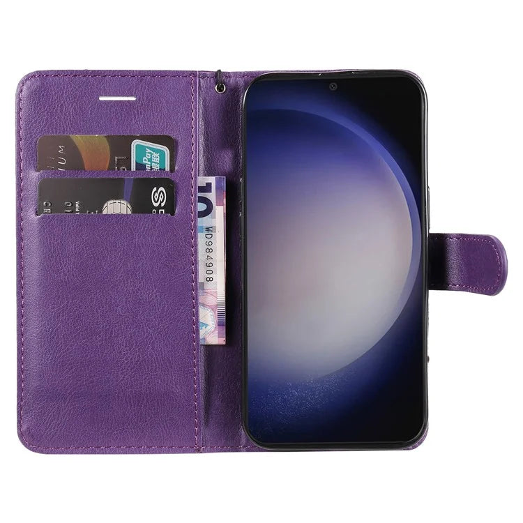 KT Leather Series-2 For Samsung Galaxy S24 Case Flip Solid Color Leather Phone Cover
