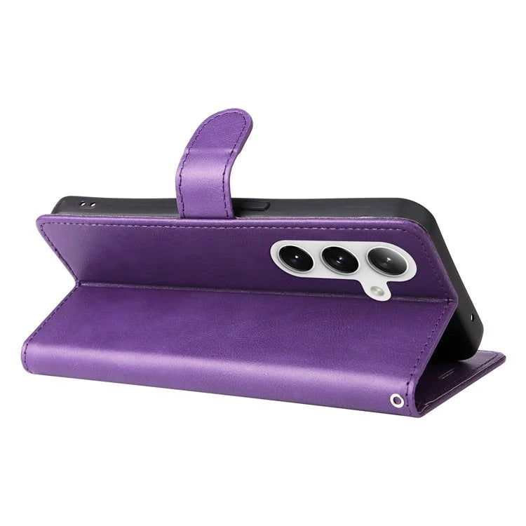 KT Leather Series-2 For Samsung Galaxy S24 Case Flip Solid Color Leather Phone Cover