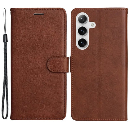 KT Leather Series-2 For Samsung Galaxy S24 Case Flip Solid Color Leather Phone Cover