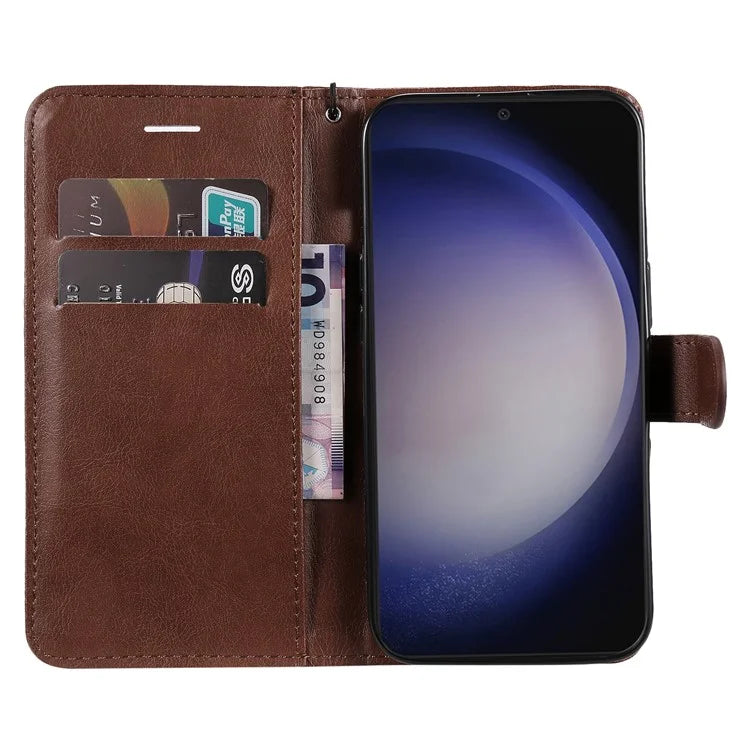 KT Leather Series-2 For Samsung Galaxy S24 Case Flip Solid Color Leather Phone Cover