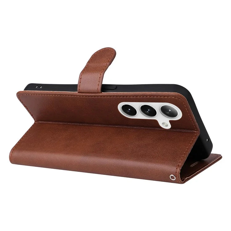 KT Leather Series-2 For Samsung Galaxy S24 Case Flip Solid Color Leather Phone Cover