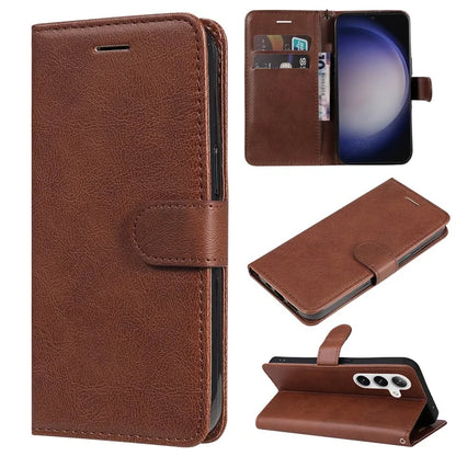 KT Leather Series-2 For Samsung Galaxy S24 Case Flip Solid Color Leather Phone Cover