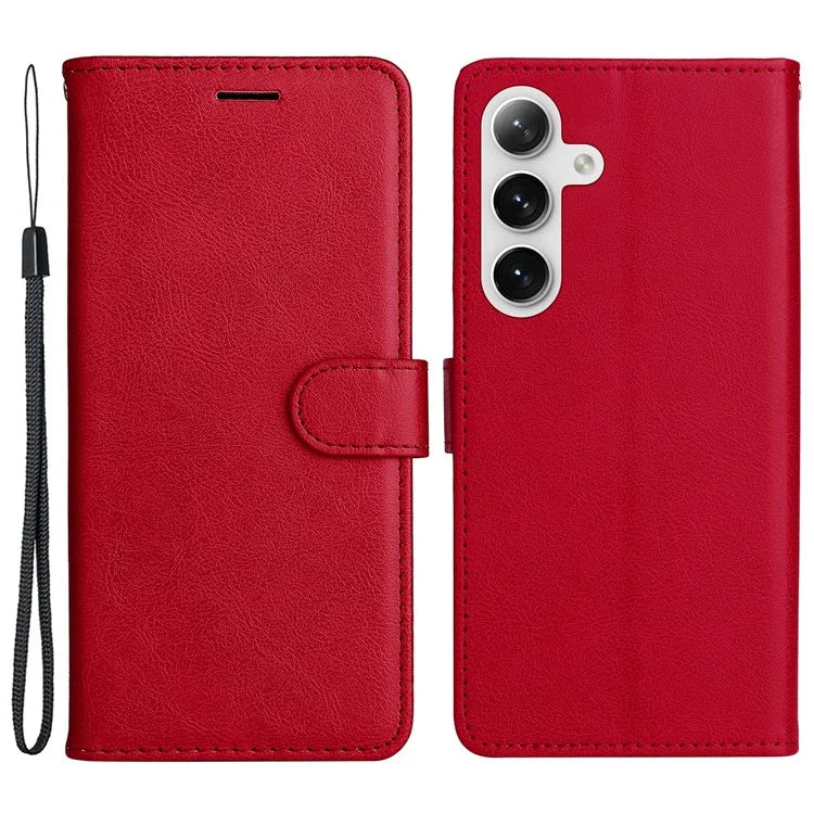 KT Leather Series-2 For Samsung Galaxy S24 Case Flip Solid Color Leather Phone Cover
