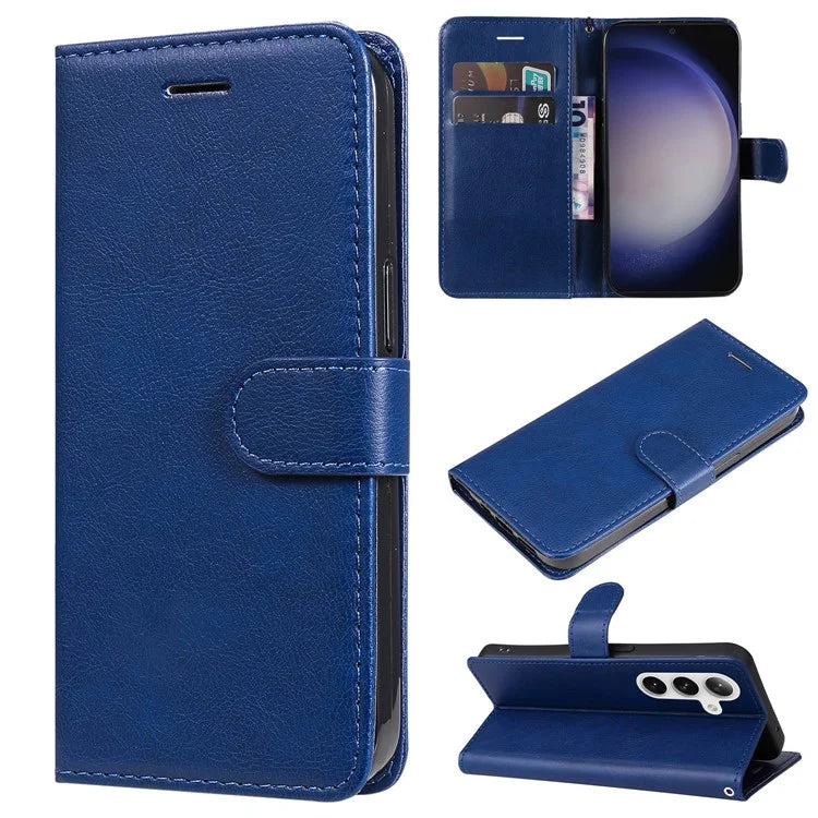 KT Leather Series-2 For Samsung Galaxy S24 Case Flip Solid Color Leather Phone Cover