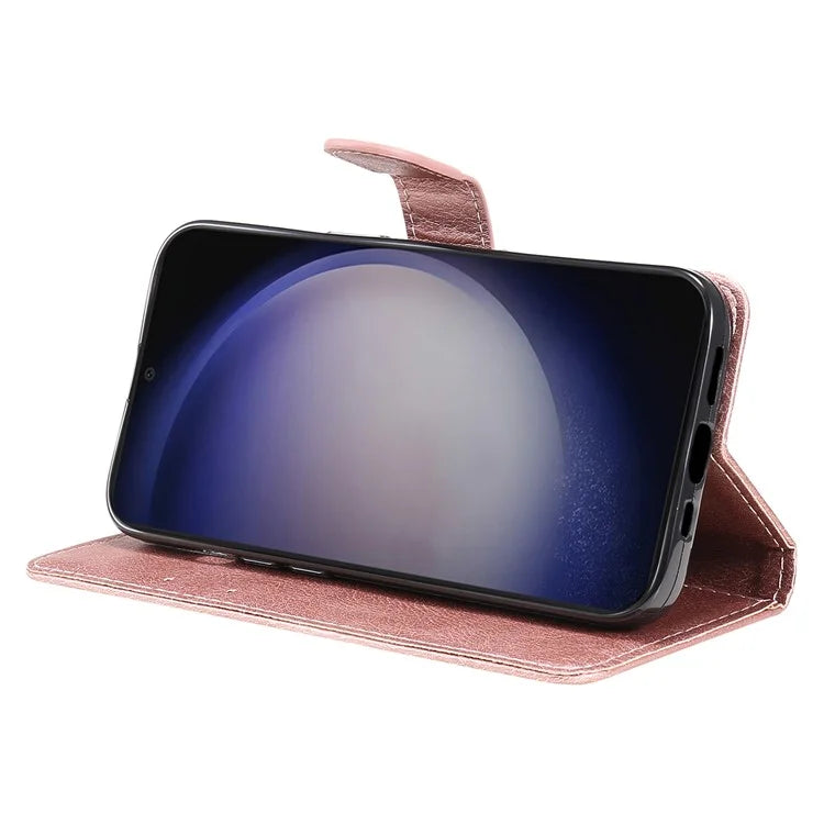 KT Leather Series-2 For Samsung Galaxy S24 Case Flip Solid Color Leather Phone Cover