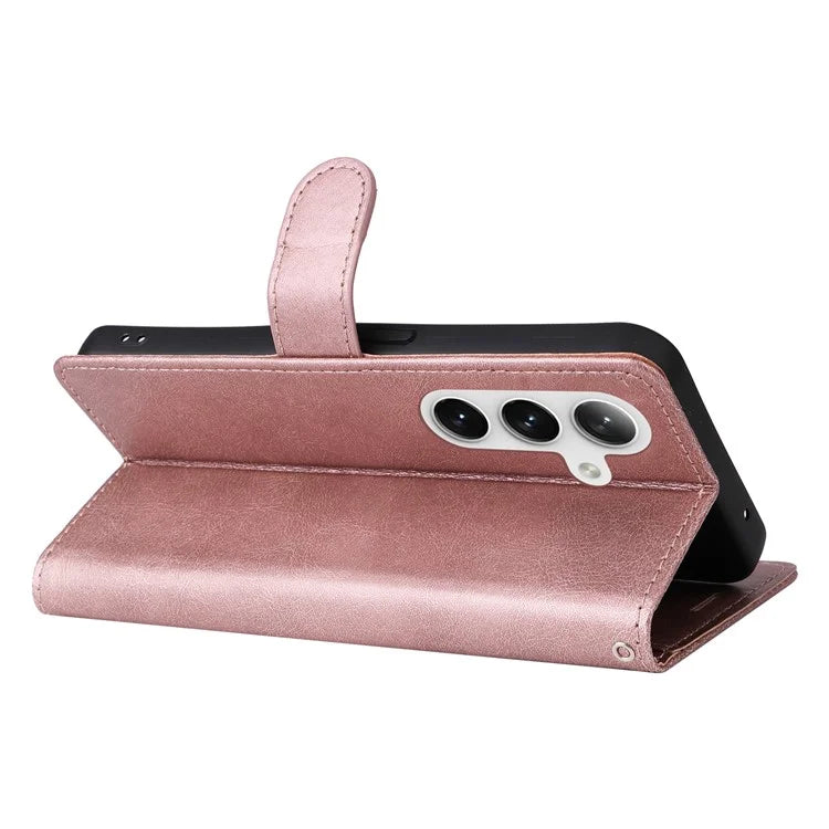 KT Leather Series-2 For Samsung Galaxy S24 Case Flip Solid Color Leather Phone Cover